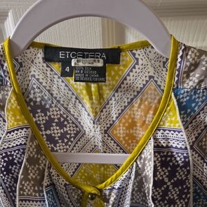 Etcetera Multicolor Patterned Silk Top